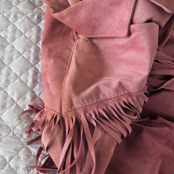 Vintage Pink Suede Fringe Western Jacket - Size M "Made in Canada" - Picture 10 of 14